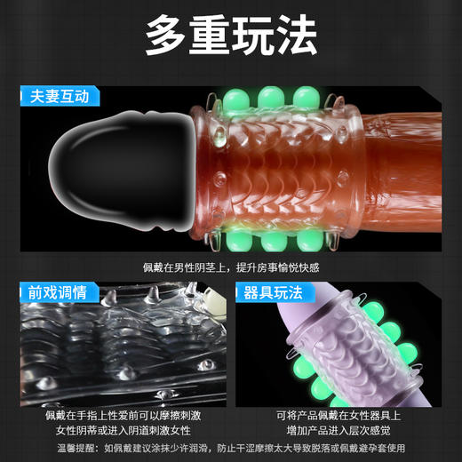 谜姬 入珠阴茎套情趣套仿真套环 露龟头半包加粗狼牙套锁精环透明颗粒物理延时套夫妻房事辅助情趣玩具按摩棒大粗套成人性用品 商品图2