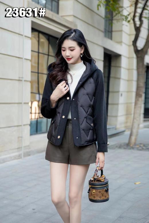 D6091      韩版高端大气连帽羊毛呢拼接羽绒服短款外套（特价不退换） 商品图0