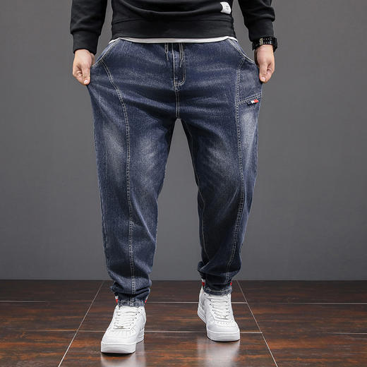 【新款DB】大依优型大码男装松紧腰弹力牛仔裤束口棉质加肥加大号肥佬宽松舒适大号休闲长裤水洗 商品图2