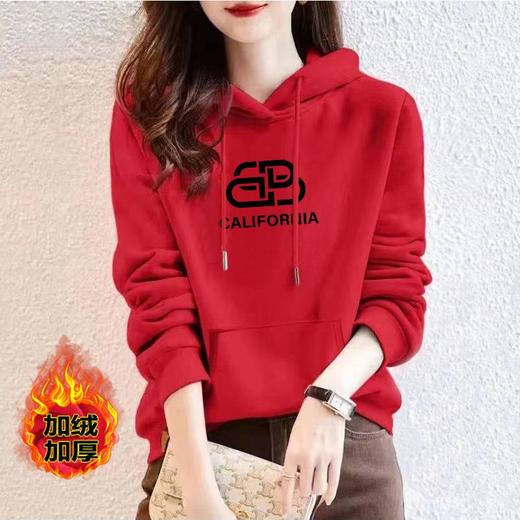 卫衣连帽加绒棉质正肩运动宽松休闲时尚印花多色上衣女潮秋冬外套 商品图2