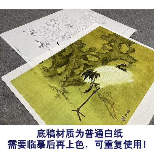 【大彩图】龚雪青工笔画白描底稿古典小品仙鹤临摹勾线花鸟线稿XQ46 商品图3