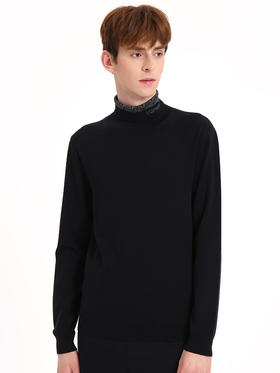 callisto藏青羊毛混纺毛衣 FSKNW109C