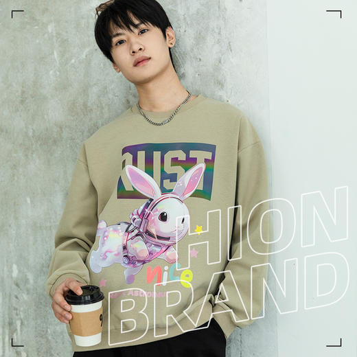 秋冬宇航兔印花卫衣潮酷时尚圆领加绒情侣款休闲卫衣SZ2741 商品图3