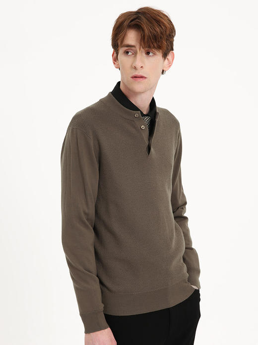 callisto咖色全羊毛Polo针织衫 FSKNW012C 商品图1