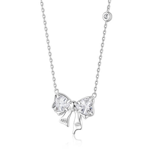 KADER卡蒂罗 丝缎蝴蝶结 优雅 梦幻闪耀 浪漫气质 S925银 项链 女款 商品图1