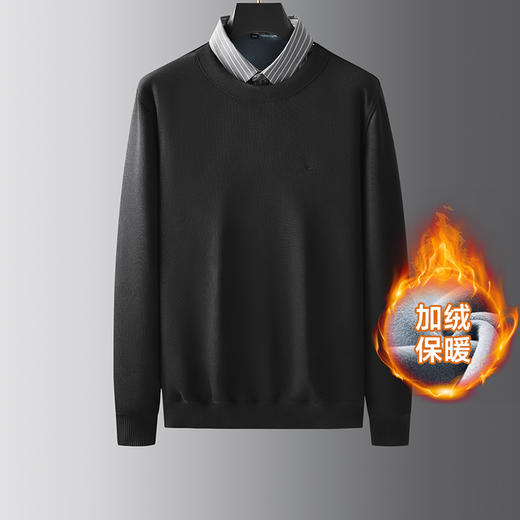 【加绒假两件】【新款DDP】大依优型大码加绒长袖Polo衫假两件弹力加肥加大胖子上衣男士T恤肥佬打底男装 商品图4