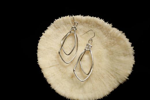 CHEZ BOQUE 爵士年代系列原创手工925银抽象造型耳环《震荡》 商品图1