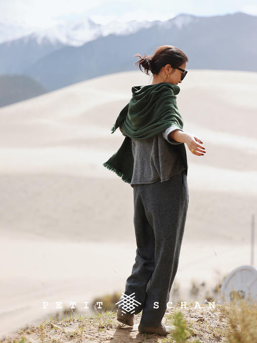 PETIT SCHAN小闪 ACC#014 sutra flag 经幡 骆驼绒山羊绒混纺手工染色大披肩/围巾 商品图6