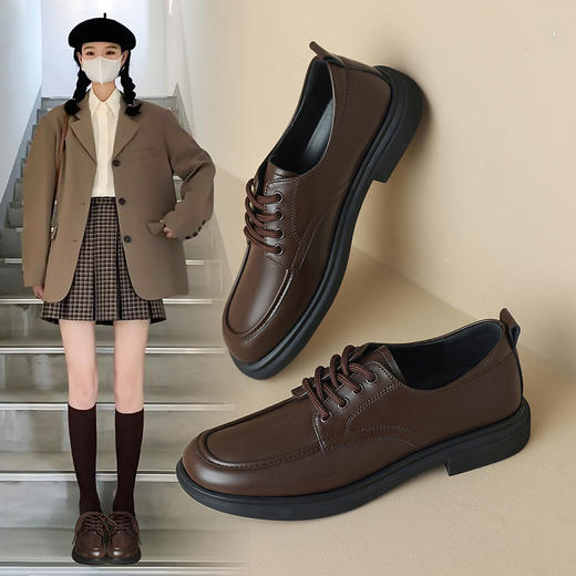 ZHR单鞋女2023秋冬新款ins英伦风韩版百搭时尚洋气软底气质小皮鞋 商品图8