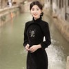 加毛加厚圆襟，长款刺绣旗袍SJT-397 商品缩略图4