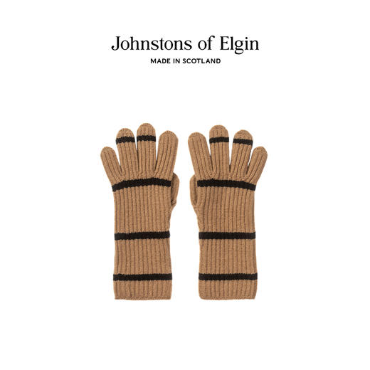 Johnstons of Elgin条纹羊绒混纺手套男女针织秋冬 商品图0