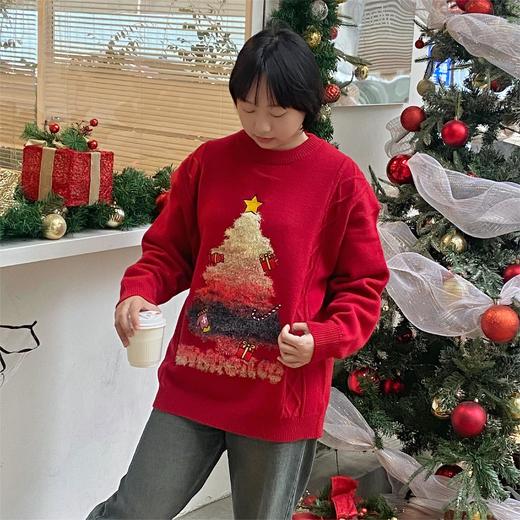 赠送圣诞手环圈 | 复古圣诞主题毛衣 男女同款  软糯舒适 慵懒风套头针织衫 商品图2