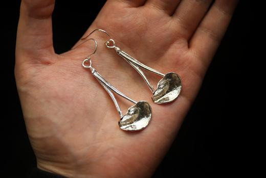 CHEZ BOQUE 庭园的馈赠系列原创手工925银植物肌理耳环《舞姬2号》 商品图4