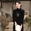 加毛加厚圆襟，长款刺绣旗袍SJT-397 商品缩略图0