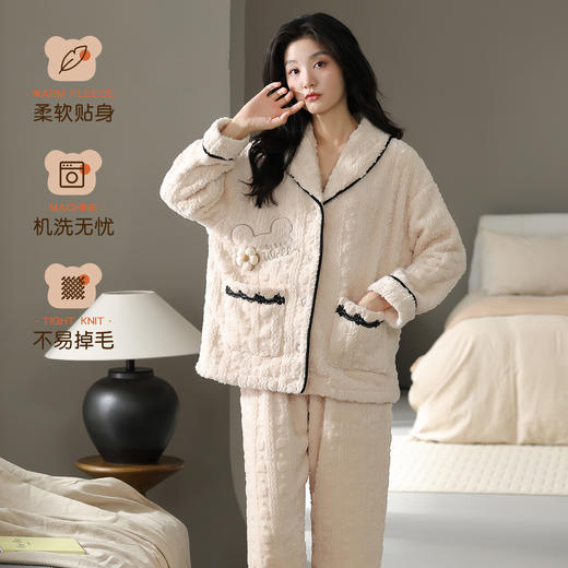 【提花暖绒】【猫人】【M-XXL】女士秋冬加绒家居服睡衣套装 商品图4