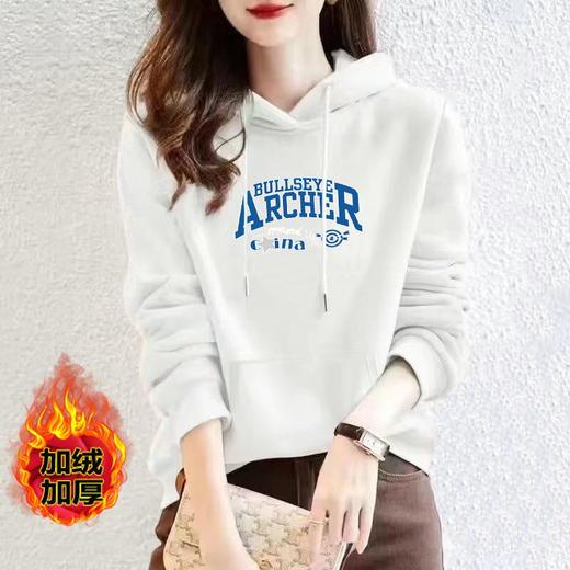 连帽加绒卫衣棉质正肩运动宽松休闲时尚印花多色上衣女潮秋冬外套 商品图2