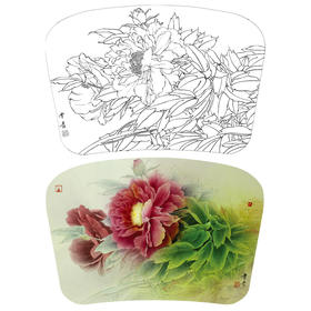 【大彩图】龚雪青工笔画白描底稿小品《牡丹》临摹勾线花鸟线稿XQ26