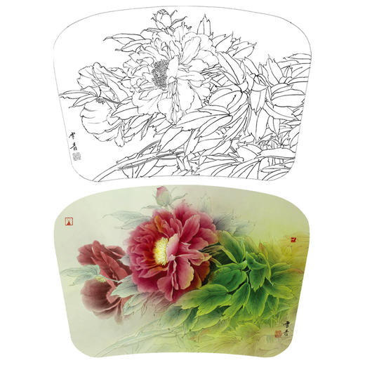 【大彩图】龚雪青工笔画白描底稿小品《牡丹》临摹勾线花鸟线稿XQ26 商品图0