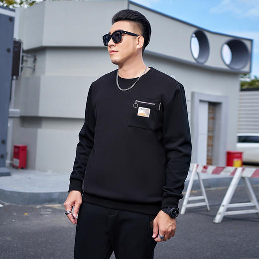 【圈】【新款DMH】大依优型大码加绒卫衣圆领弹力加肥加大胖子长袖上衣男士T恤肥佬男装潮款 商品图2