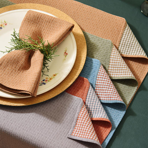 节日系列小方块餐巾全棉高档田园风擦杯布餐巾 商品图3