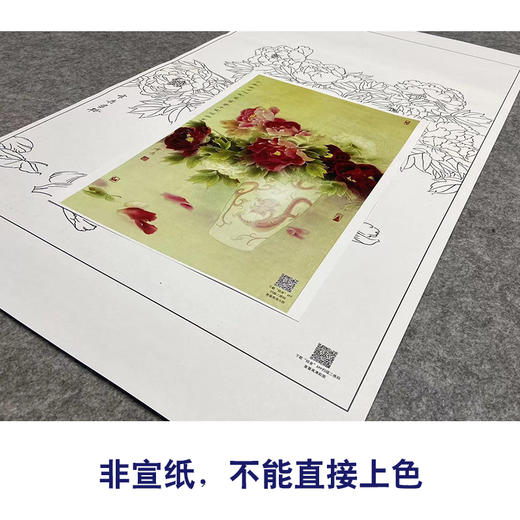 【大彩图】龚雪青工笔画白描底稿《富贵平安》花瓶临摹勾线花鸟线稿XQ74 商品图2