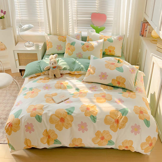 【全棉小清新四件套】田园风格全棉四件套 全棉舒适面料 活性印染AB面设计 商品图9