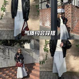 新品上身 | 荔枝纹夹克搭灰色半裙，miu风拿捏了👻