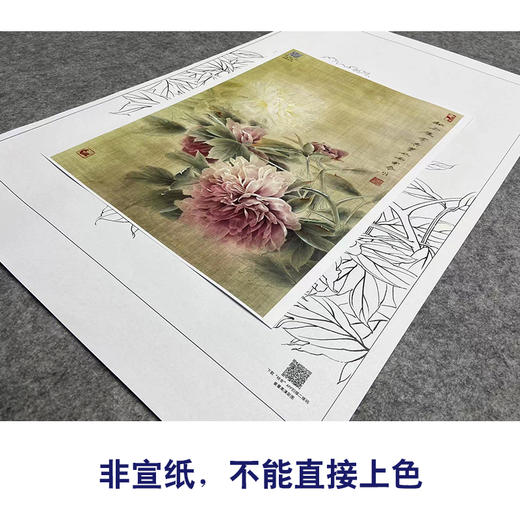 【大彩图】龚雪青工笔画白描底稿《新雨后》牡丹临摹勾线花鸟线稿XQ53 商品图2