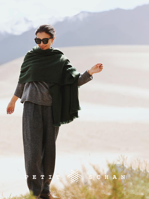 PETIT SCHAN小闪 ACC#014 sutra flag 经幡 骆驼绒山羊绒混纺手工染色大披肩/围巾 商品图4