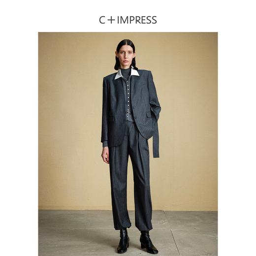 西嘉C+IMPRESS/西嘉羊毛条纹西装套装女腰带马甲半裙西装裤搭配一整套WT2304048 商品图2