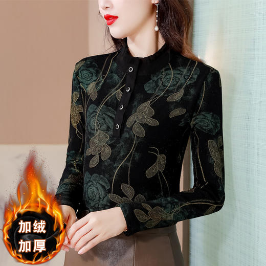半高圆领打底衫，加绒加厚洋气小衫内搭上衣KQL-765G985 商品图0