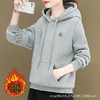 加绒卫衣连帽棉质正肩运动宽松休闲时尚印花秋冬外套多色女潮上衣 商品缩略图1