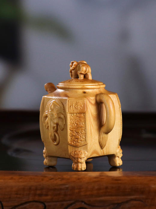 八方来财吉祥象把把壶°本色&做旧黄杨 商品图2