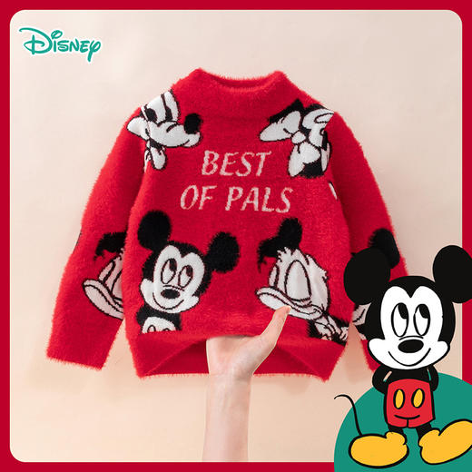 迪士尼童装秋冬新款男女童针织套头上衣宝宝米奇卡通保暖毛衣
 商品图2