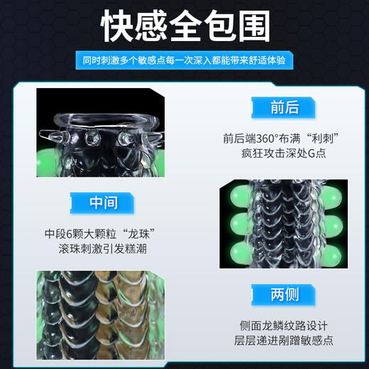 谜姬 入珠阴茎套情趣套仿真套环 露龟头半包加粗狼牙套锁精环透明颗粒物理延时套夫妻房事辅助情趣玩具按摩棒大粗套成人性用品 商品图1
