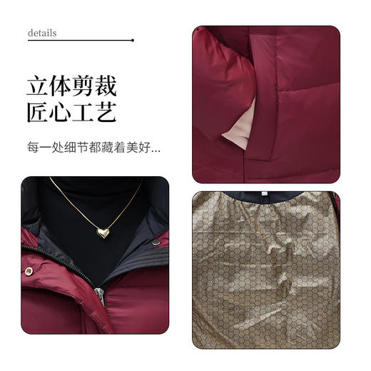 冬季长款白鸭绒羽绒服，连帽保暖过膝加绒冬装羽绒服外套QYM-JJ-MD23B117-Y 商品图3