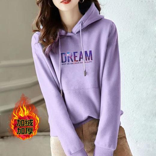 连帽加绒多色棉质卫衣运动宽松休闲时尚印花上衣女潮秋冬新款外套 商品图1