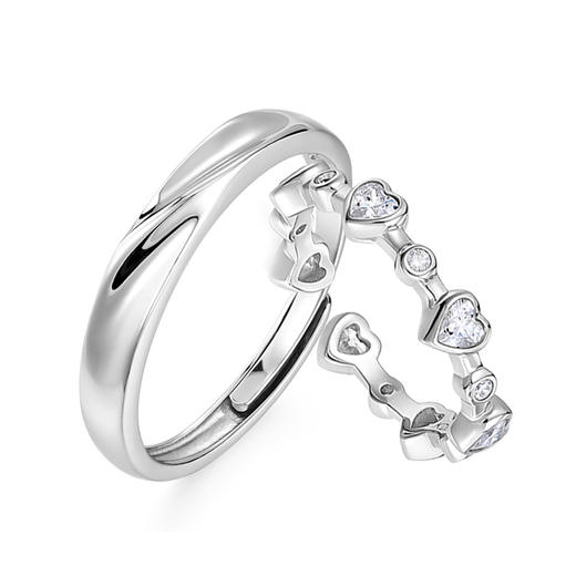 KADER卡蒂罗 小甜心情侣对戒 甜美可爱小众配饰 S925银 合成立方氧化锆 戒指 男女同款情侣款 商品图3