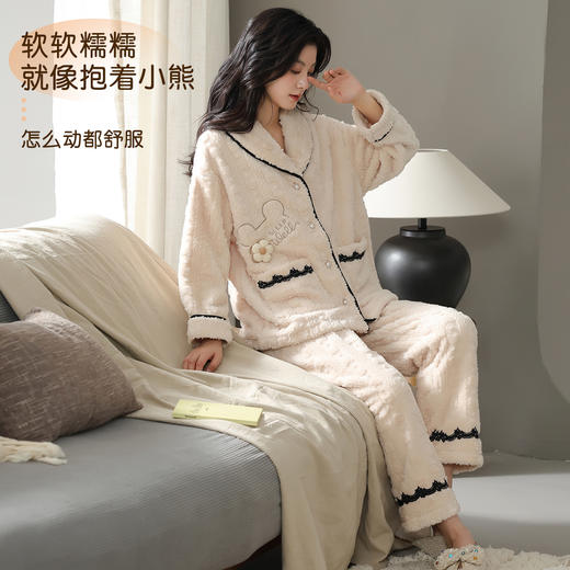 【提花暖绒】【猫人】【M-XXL】女士秋冬加绒家居服睡衣套装 商品图3