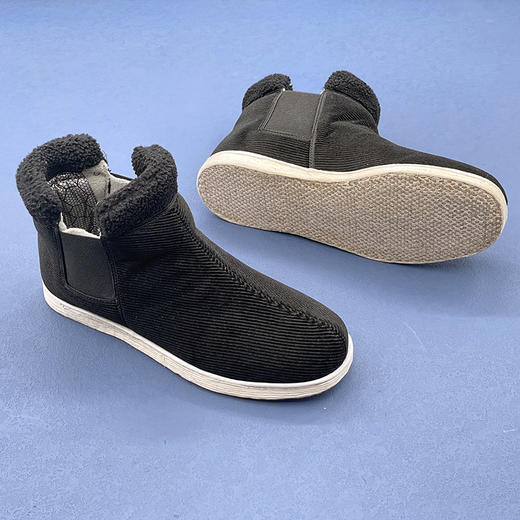 内联升手工高腰男棉鞋千层底灯芯绒拼接棉靴8543A 商品图2