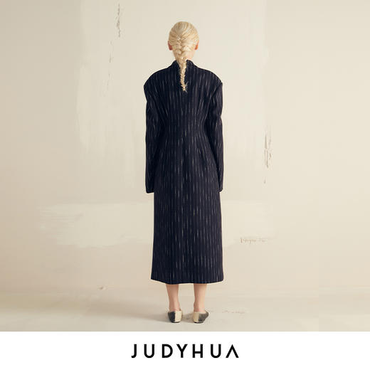 JUDYHUA 条纹拼接收腰大衣 商品图2