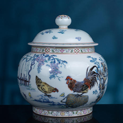 青花加彩大吉大利盖罐 商品图1