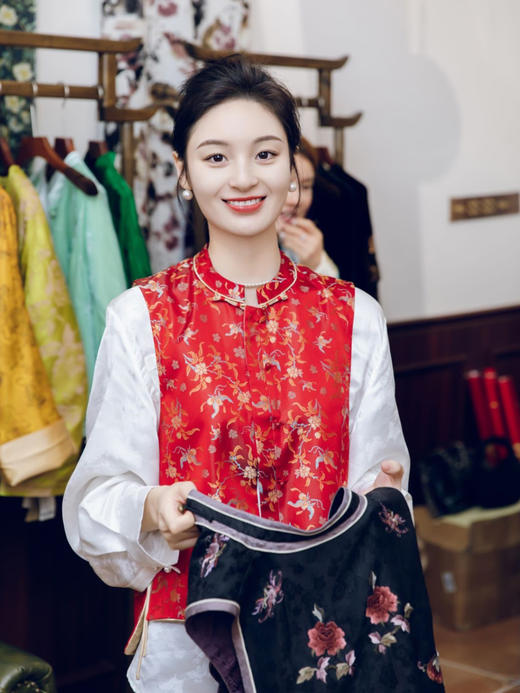 限量款| 盛唐牡丹|花开祥瑞宋锦圆领马甲 商品图1