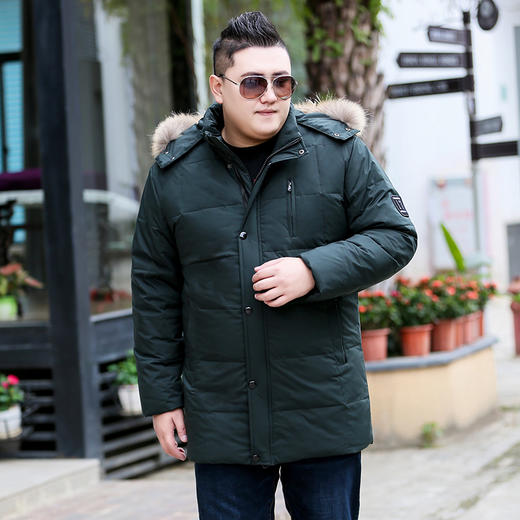 【2天发货】【超大码】【可拆卸帽】【新款DYH】大依优型大码中长款羽绒服毛领白鸭绒加肥加大休闲胖子大码男休闲宽松上衣肥佬冬季外套 商品图4