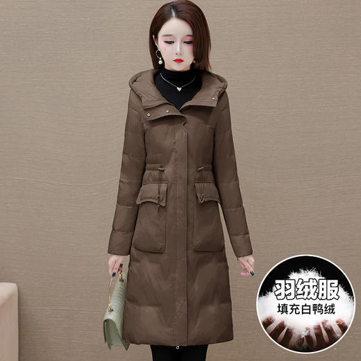 修身时尚洋气保暖羽绒服，长袖连帽时髦休闲白鸭绒外套QYM-CR-YNR8823-L 商品图2