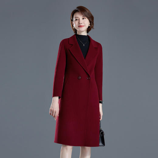 秋冬西装式呢大衣双面羊绒中长款气质毛呢外套KQ-215105 商品图0