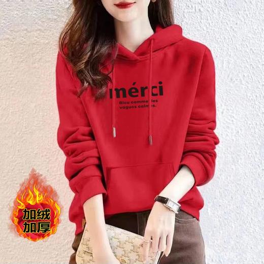 卫衣连帽加绒棉质运动宽松休闲时尚印花多色上衣女潮秋冬正肩外套 商品图2