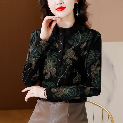 半高圆领打底衫，加绒加厚洋气小衫内搭上衣KQL-765G985 商品图2