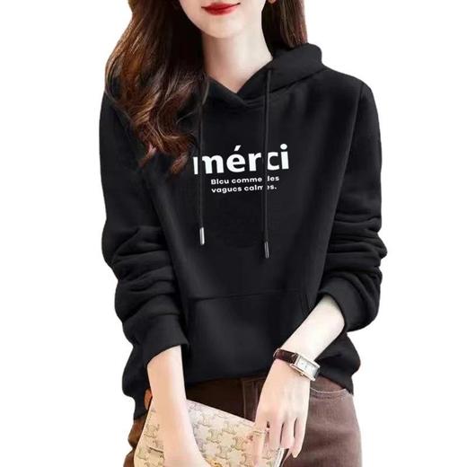 卫衣连帽加绒棉质运动宽松休闲时尚印花多色上衣女潮秋冬正肩外套 商品图4