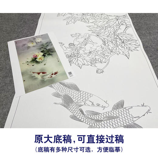 【大彩图】龚雪青工笔画白描底稿《荣华富贵》芙蓉鱼临摹勾线花鸟线稿XQ61 商品图1